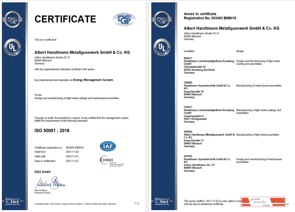 Germany DQS certificate of registration Word and PDF template